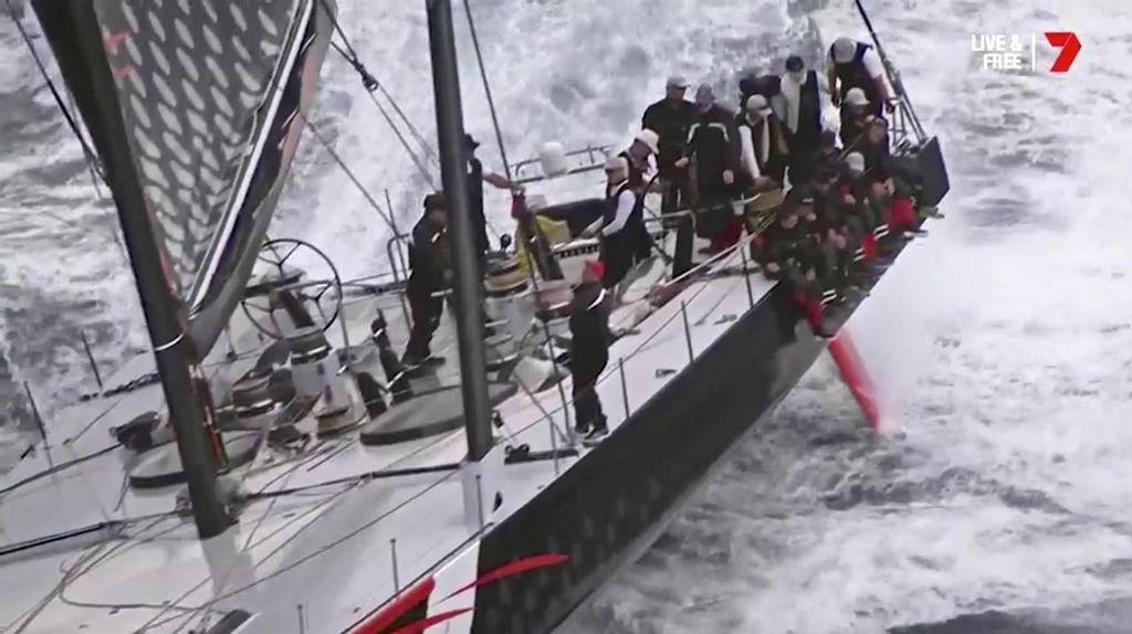 Co-owner Kristy Heinz-Clark in the afterguard of Comanche at start of the Rolex Sydney Hobart ©  Sail-World now on Facebook